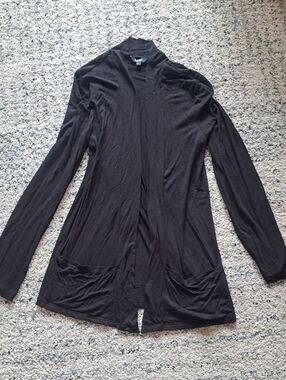 Reitmans Black Long Open-Front Cardigan